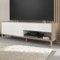 Meuble TV Morpheus - 150x40x47cm - 2 portes & 1 tiroir - décor chêne/blanc