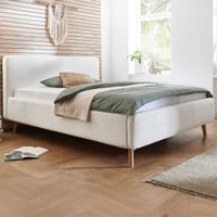 Lit double Dalila 180x200cm tissu teddy - blanc