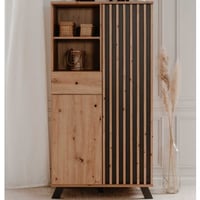 Buffet Médard - 80x40x156cm - 2 portes & 1 tiroir - décor chêne/anthracite