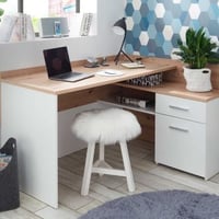 Bureau d'angle Morkov - chêne/blanc 
