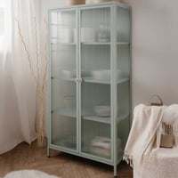 Vitrine Millie - 80x40x160cm - verre et métal - vert menthe