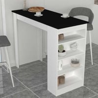 Table de bar Monaco - 120x52x102cm - avec rangement - blanc/noir 