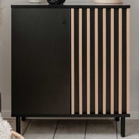 Commode Manet - 80x40x90cm - 2 portes - noir/décor chêne