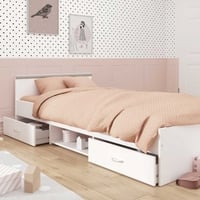 Lit enfant Alma 90x200 avec espace de rangement - blanc