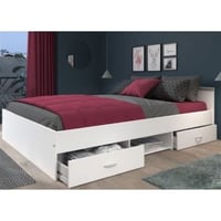 Lit Alma 140x200cm avec 2 tiroirs - blanc