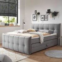 Lit Boxspring Manchester | Surmatelas inclus | 180 x 200 cm | Gris