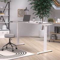 Bureau assis/debout Hermoso | 160 x 80 x 120 cm | Réglable électriquement | Design gris-blanc
