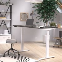 Bureau assis-debout Hermoso | 120 x 80 x 120 cm | Réglable électriquement | Design noir et blanc