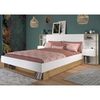 Ensemble de chambre à coucher Stamp | Lit double, tête de lit et ensemble de tiroirs de chevet