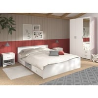 Ensemble de chambre Alma | Lit double, deux Tables de chevet, Armoire
