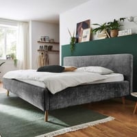 Lit double Younes 180x200cm avec espace de rangement - anthracite