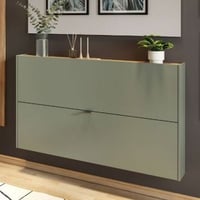 Meuble à chaussures Elton | 140 x 19 x 85 cm | Design vert satiné