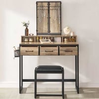 Set de maquillage Zaza | Table, chaise et miroir | Marron-noir