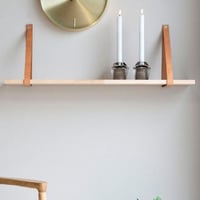 Etagère Forno en bois naturel avec sangles en cuir