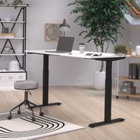 Bureau assis/debout Hermoso | 160 x 80 x 120 cm | Réglable électriquement | Design blanc-noir