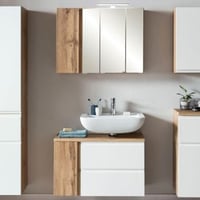 Ensemble de salle de bain Varese | lavabo et armoire de toilette avec éclairage | Design Wotan Oak/blanc