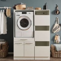 Combinaison d'armoires pour lave-linge Laundreezy | 118 x 68 x 162 cm | Blanc