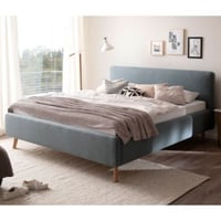 Lit double Tony 180x200cm avec espace de rangement - bleu glacier