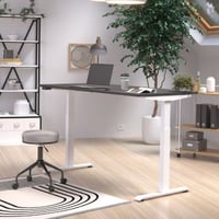 Bureau assis-debout Hermoso | 160 x 80 x 120 cm | Réglable électriquement | Design noir et blanc