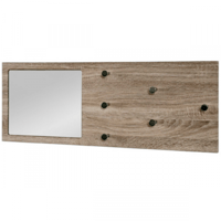 Porte-manteau mural avec miroir | 80 x 6 x 30 cm | Marron