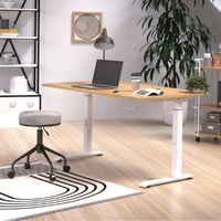 Bureau assis-debout Hermoso | 140 x 80 x 91 cm | Réglable manuellement | Design Navarra Oak
