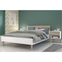 Ensemble de chambre à coucher Hardy | Lit double, table de chevet | Chêne blanc design