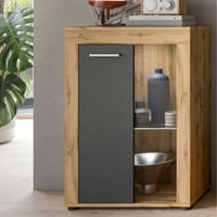 Vitrine Jam - 60x35x86cm - 1 porte - chêne Wotan/anthracite