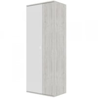 Armoire Bo0 avec 2 étagères, tringle à vêtements et poignée de porte en forme de lune - pin/blanc