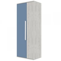 Armoire Bo0 avec 2 étagères, tringle à vêtements et poignée de porte oblongue - pin/bleu