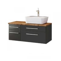 Meuble lavabo Dasa (droit) 90cm à 4 tiroirs - graphite/gris mat 