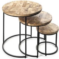 Lot de 3 tables d'appoint Leo - bois/métal