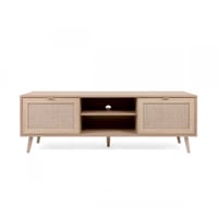 Meuble TV Bilal 150cm 2 portes - chêne/raphia imprimé