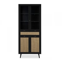 Armoire vitrée Daka 80cm 4 portes & 1 tiroir - noir/nature 