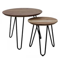 Tables basses Luzern ensemble de 2 métal - bois d'acacia/noir
