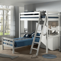 Lit mezzanine Claire avec lit simple Anne 90 x 200cm et commode - blanc