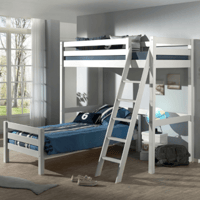 Lit Mezzanine Claire avec lit simple Anne 90 x 200cm - blanc