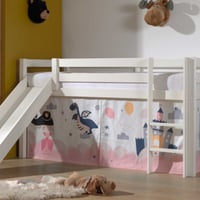 Lit mi-hauteur avec toboggan Astrid avec tente de lit Princess Sophie - blanc