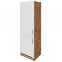 Armoire de cuisine pour réfrigérateur et congélateur - blanc/chêne