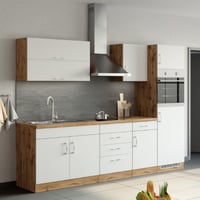 Kitchenette Sorrella 270cm avec espace pour four et réfrigérateur - blanc/chêne