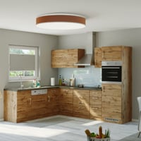 Kitchenette forme L Sorrella 270cm avec espace pour four, lave-vaisselle et réfrigérateur - chêne