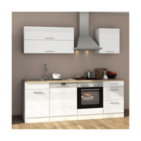 Kitchenette Ragnar 220cm avec four et lave-vaisselle - blanc brillant