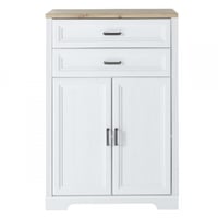 Classeur Samine 86x38x127cm avec 2 tiroirs & 2 portes - blanc/chêne