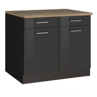 Meuble bas de cuisine Ragnar 100cm avec 2 portes & 2 tiroirs - anthracite