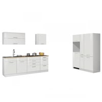 Kitchenette Ragnar 380cm avec espace pour réfrigérateur-congélateur et four - blanc brillant