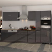 Kitchenette Ragnar 330cm avec lave-vaisselle et four - anthracite brillant