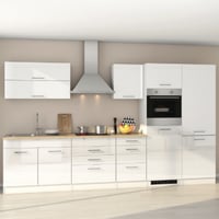 Kitchenette Ragnar 350cm avec réfrigérateur-congélateur et four - blanc brillant