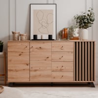 Dressoir Médard 160 cm-chêne artisanal/anthracite