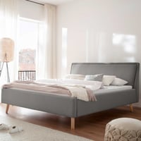 Lit Estée 140x200cm avec espace de rangement - gris clair/chêne
