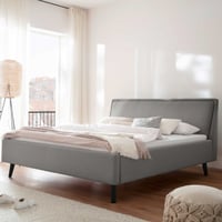Lit Estée 140x200cm avec espace de rangement - gris clair/noir