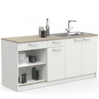 Ensemble de meubles bas Chef avec de l'espace pour évier, four et plaque de cuisson-chêne Kronberg/blanc mat